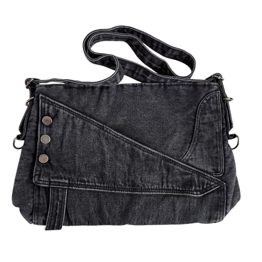 Denim Messenger Tote Bag